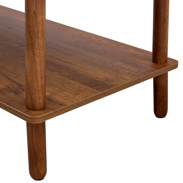 English Elm Modern 2-Tier Coffee Table with Open Shelf, Solid Wood + MDF, Rounded Legs, Durable Farmhouse Style Walnut W3226P279108