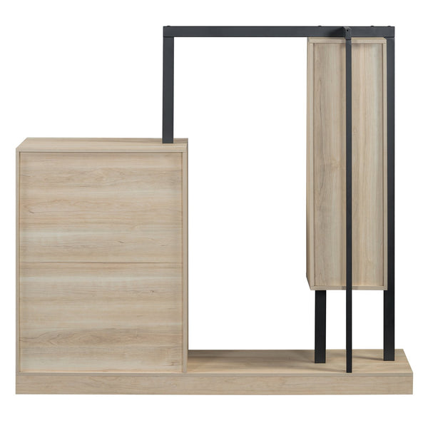 English Elm Wardrobe with 4 Drawers 3 Shelves – Spacious Natural/Wood/White Storage Cabinet, Durable MDF, Easy Assembly, Sleek Design, 55.3" L x 50.4" H N820P196888N