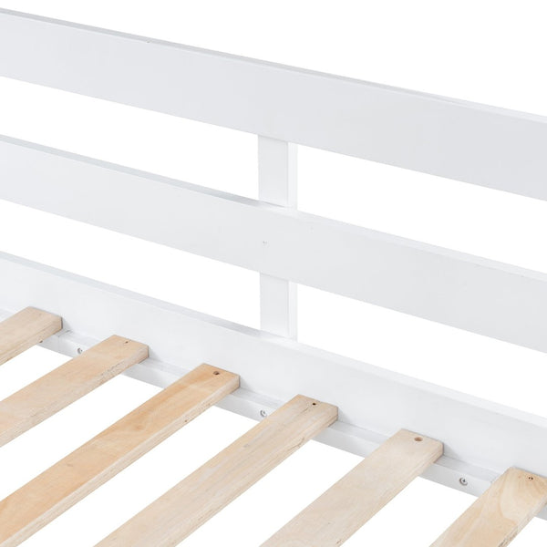 English Elm Twin Loft Bed with Desk Drawers Cabinet Shelves Solid Pine Wood White Finish LT0001505AAK-1