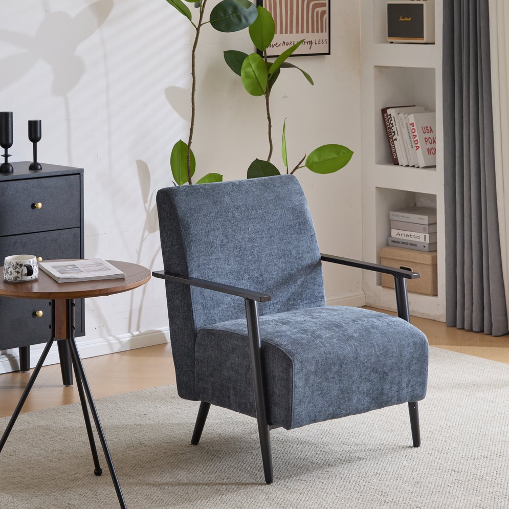 English Elm Christopher Knight Home® - 26.38" Modern Lounge Chair with Polyester Upholstery, Compact 26.4" Width, Metal Frame for Living Room Blue Gray N767P236501G