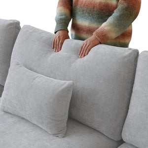 English Elm Sky Cloud Slope Sectional Sofa - Modern L-Shaped 4-Seater In Light Gray Linen For Versatile Comfort B341S00030-GIGA