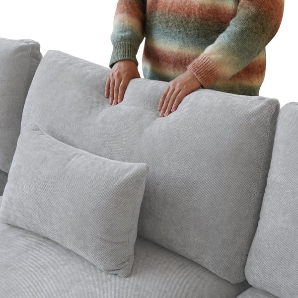 English Elm Sky Cloud Slope Sectional Sofa - Modern L-Shaped 4-Seater In Light Gray Linen For Versatile Comfort B341S00030-GIGA