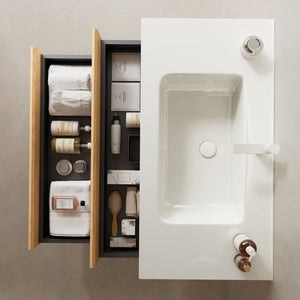 English Elm Bron 36 Inch Seamless Ceramic Bathroom Countertop with Integrated Basin Glossy White W2615P193344