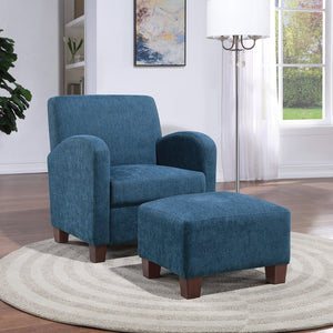OSP Home Furnishings Aiden Chair & Ottoman Herringbone  Navy