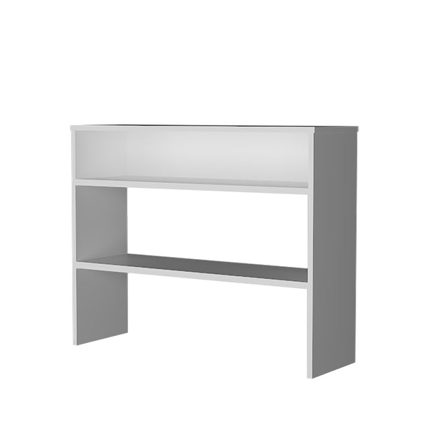English Elm Vail Modern Console Table in White Melamine with Open Shelves, Compact Entryway Storage, Durable Finish B128P237148