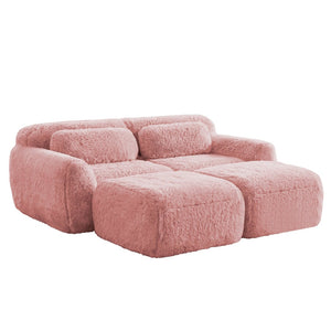English Elm 80''soft Plush Modular Sectional Sofa with Chaise Deep Seat High Density Foam Living Room Pink W714S01557