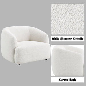English Elm Lucifer White Shimmer Fabric Chair with Full Foam Cushion, Wooden Frame, Plastic Legs, 220lb Capacity B2726P308603