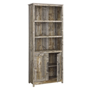 English Elm Library Cabinet With Doors - Stylish Brown Finish, Adjustable Shelves & Space-Saving Design For Home B356P367970