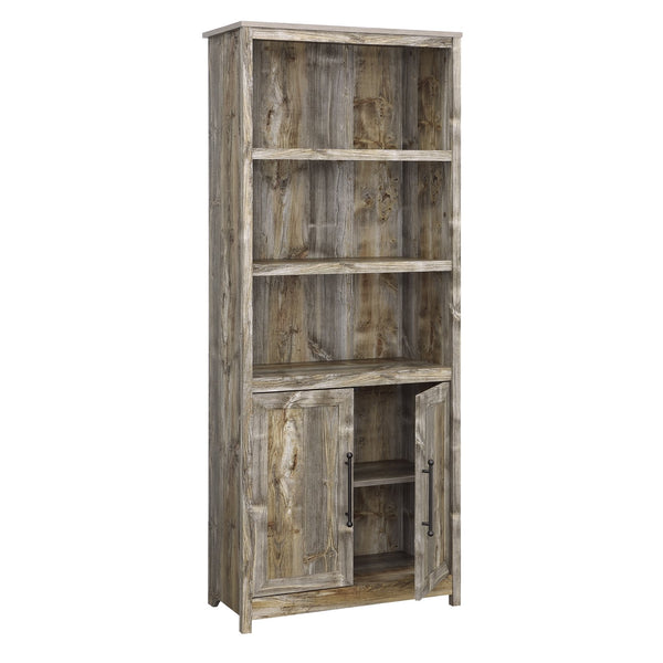 English Elm Library Cabinet With Doors - Stylish Brown Finish, Adjustable Shelves & Space-Saving Design For Home B356P367970