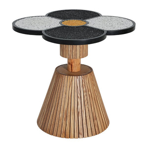 English Elm Unique Clover Shaped Stone Texture Side Table with Drawer Organic Sculptural Accent N770P355444N