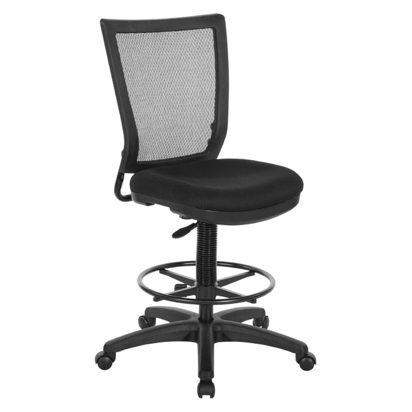 OSP Home Furnishings Soft Frame Drafting Chair with Mesh Back Padded Seat and Adjustable Foot Ring for Studios 69340-30