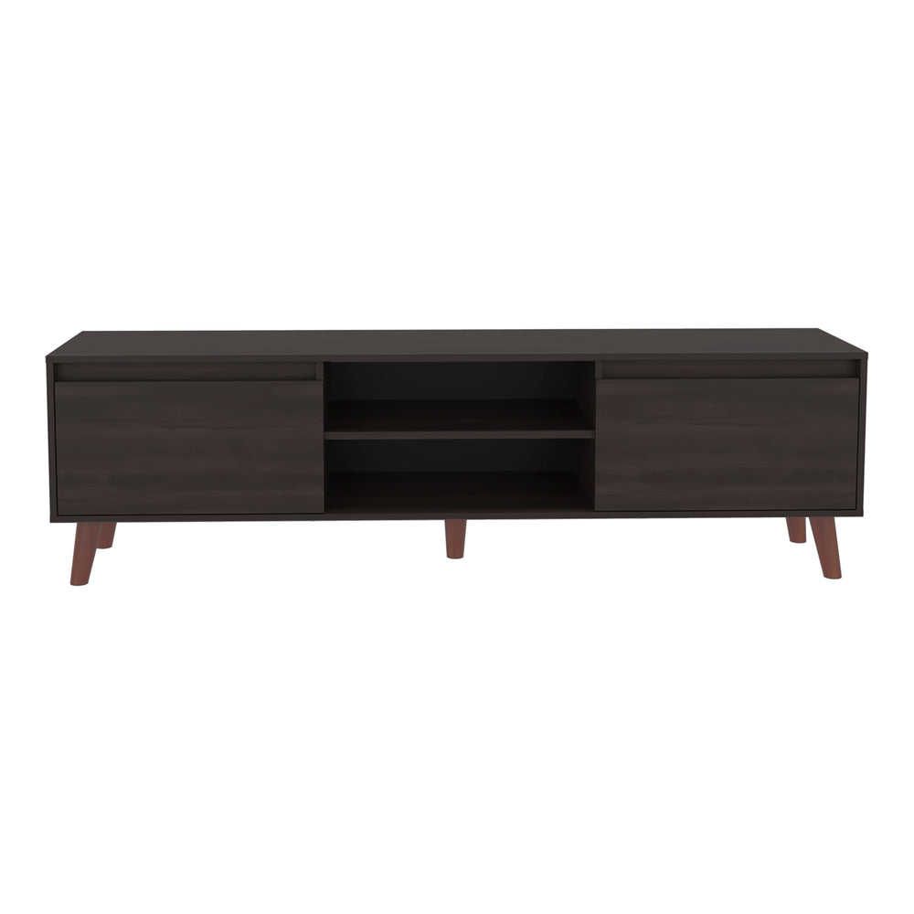 English Elm TV Walnut Entertainment Console for TVs up to 75" — 70.8" Modern Cabinetry, Scratch-Resistant Finish B128P387083