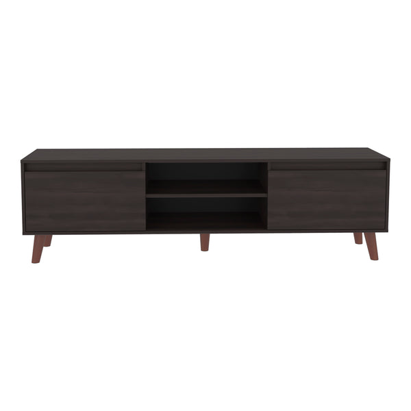 English Elm TV Walnut Entertainment Console for TVs up to 75" — 70.8" Modern Cabinetry, Scratch-Resistant Finish B128P387083