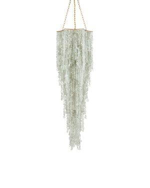 Currey & Company Verre De Mer Small Chandelier - Ocean-inspired Glass Lighting Fixture With Adjustable Height & Glow Gold Glass ,Wrought Iron 9000-1319-currey-company