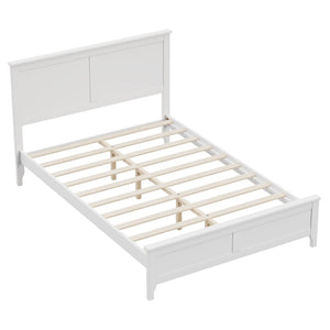 English Elm Modern Pine Wood Full Platform Bed Slatted Headboard Minimalist Bedroom Frame White N701P407155K