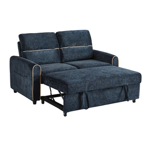 English Elm Swivel Barrel Accent Chair Chenille Tufted Round Club Seat for Living Room Lounge Blue N719S002330C