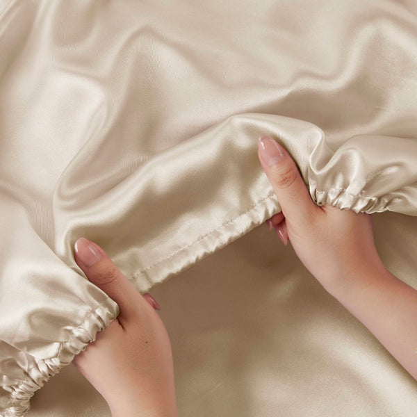 English Elm Satin Luxury Sheet Set For California King Beds – Silky Smooth Comfort & Elegant Style Upgrade B035P294206-GIGA