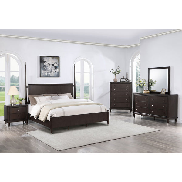 English Elm Niguel Rich Brown 5-Drawer Chest with Silver Knobs & Tapered Legs — Contemporary Bedroom Storage B062P354067