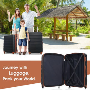 English Elm Hardshell 5 Piece Abs Spinner Luggage Set with Tsa Lock Expandable Travel Suitcases Black+Brown PP310249AAP