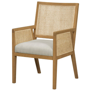 English Elm Natural Rattan Woven Armchair Set Rubberwood Farmhouse Coastal Dining Seating Pair Beige,Natural N776P385750N