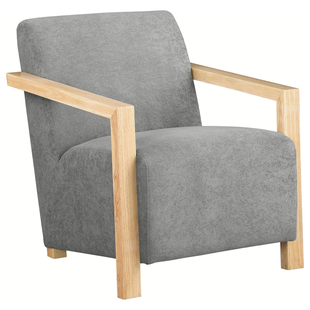 English Elm Landis Grey Fabric Accent Chair with Natural Wood Arms for Modern Living Spaces B062P441110