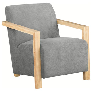 English Elm Landis Grey Fabric Accent Chair with Natural Wood Arms for Modern Living Spaces B062P441110