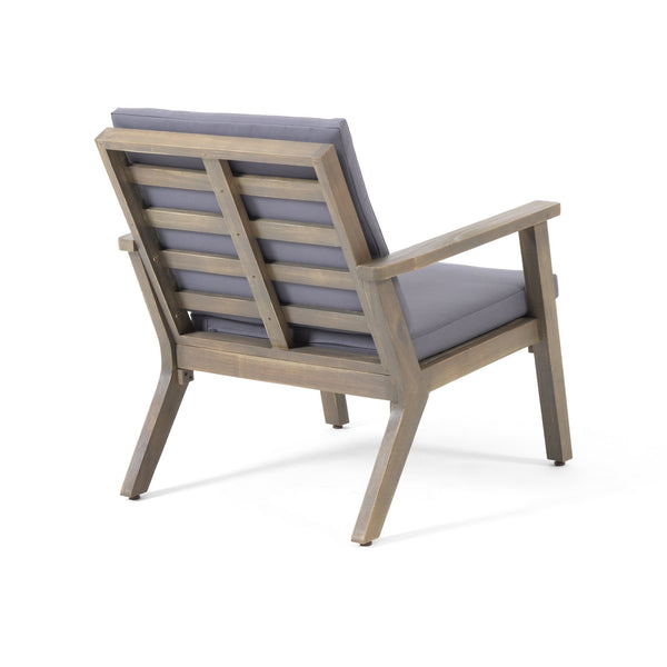 English Elm Christopher Knight Home® - Outdoor Acacia Wood Club Chairs with Cushions Dark Grey Set of 2 — Water‑Resistant Cushions, Open Slat Design, Durable 33.5" x 26" x 21.75" 66464.00DGRY