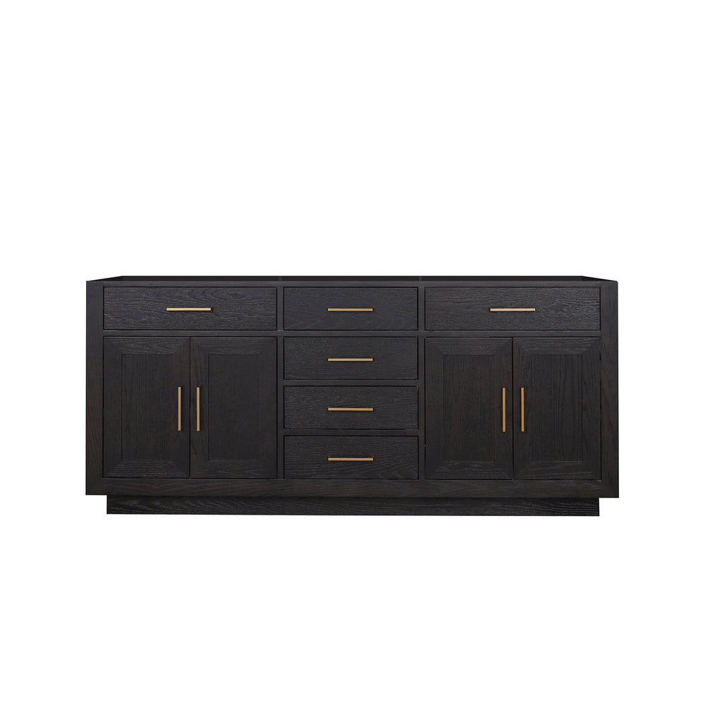 English Elm Black Double Oak 72" Double Sink Vanity - 22" Deep Midcentury Wood Cabinet, Soft-Close Drawers B2731P260846