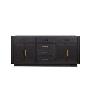 English Elm Black Double Oak 72" Double Sink Vanity - 22" Deep Midcentury Wood Cabinet, Soft-Close Drawers B2731P260846