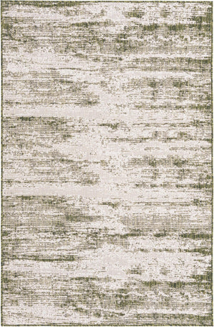 Unique Loom Outdoor Modern Cartago Machine Made Abstract Rug Green, Ivory 5' 3" x 7' 10"