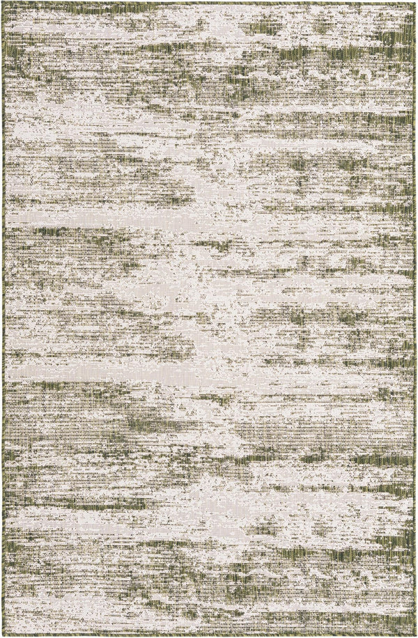 Unique Loom Outdoor Modern Cartago Machine Made Abstract Rug Green, Ivory 5' 3" x 7' 10"