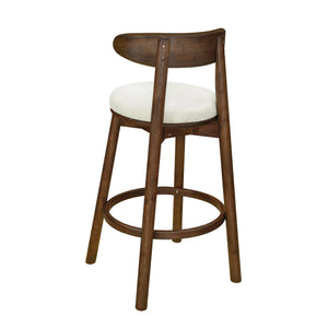 English Elm Christopher Knight Home® - Round Chunky Cushion Bar Stool with Curved Ergonomic Back, Solid Rubberwood Frame, Durable Comfort Beige,Walnut N771P346003T