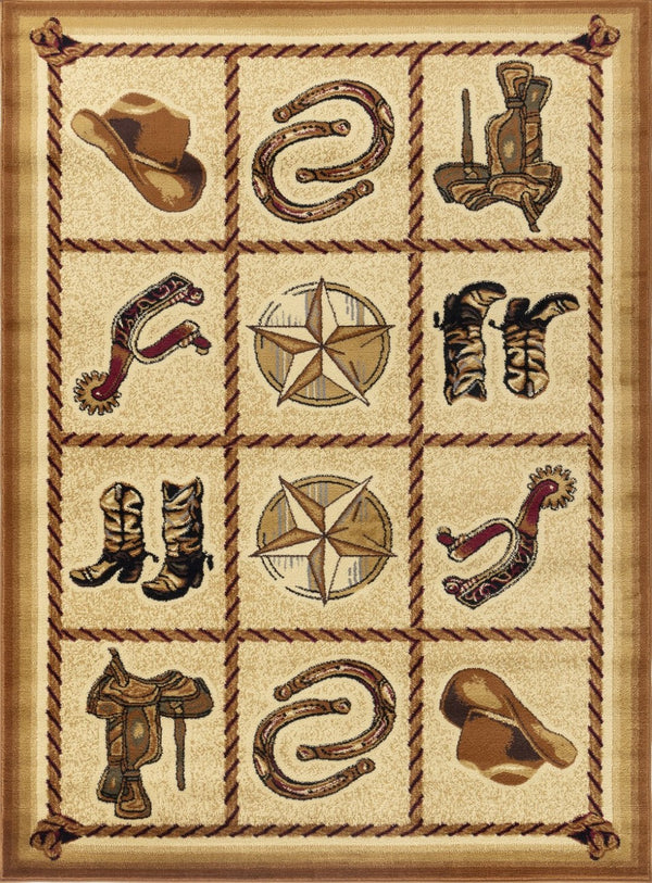 English Elm Tribes Beige Southwest Area Rug 7'10" X 10'3" - Durable, Kid & Pet-Friendly, Stylish For Any Room B186P181016-GIGA