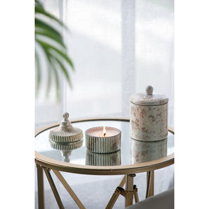 English Elm D3.7x4.5" Enamel Antique Mercury Soy Wax Candle with Fluted Texture & Lid, 2-Pack Decorative Accent W2078P390751