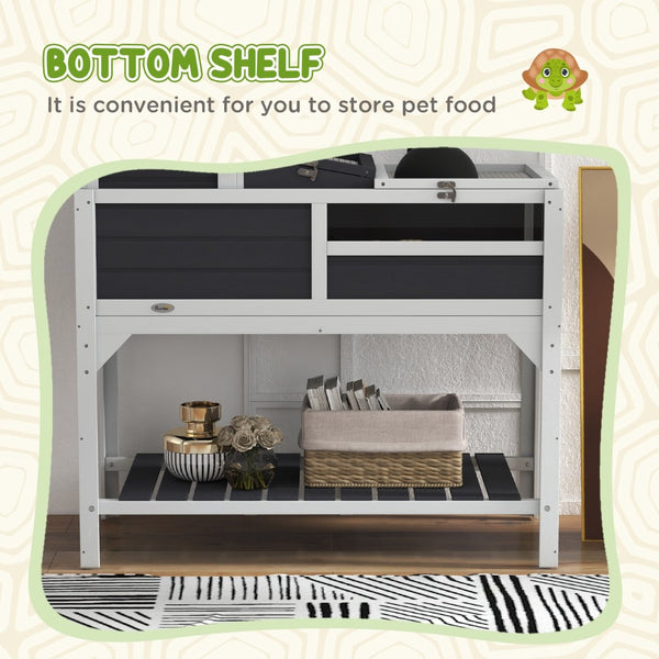 English Elm Pawhut Two-tier Tortoise Enclosure with Lamp Holder Basking Zone and Storage Shelf W2225P173735