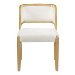 English Elm Mid-century Modern Linen Blend Dining Chairs Rubberwood Legs Sculptural Backrest Set of 2 Natural+Beige N768P442078N