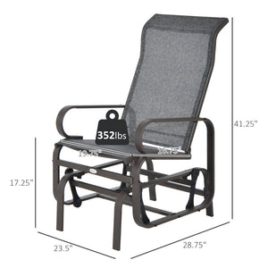 English Elm Outsunny Outdoor Glider Chair With Ergonomic Support, Smooth Rocking Action & Lightweight Design, Gray W2225P174332-GIGA