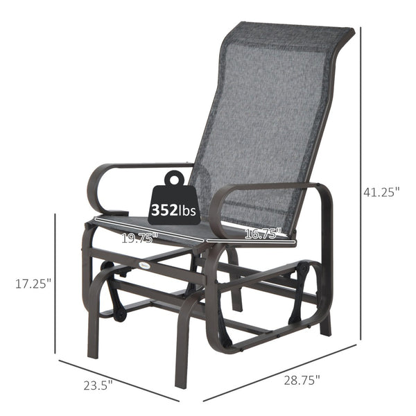 English Elm Outsunny Outdoor Glider Chair With Ergonomic Support, Smooth Rocking Action & Lightweight Design, Gray W2225P174332-GIGA