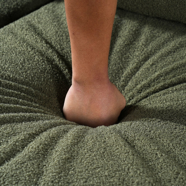 English Elm Christopher Knight Home® - 83.86" 3-Seater Sofa in Teddy Velvet with Curved Armrests & Solid Wood Legs, Plush Durable Comfort Green N765P331021N