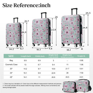 English Elm 6 Piece Hardshell Abs Travel Set with Spinner Wheels Combination Lock and Toiletry Bag Green & Pink Flower N732P391160F