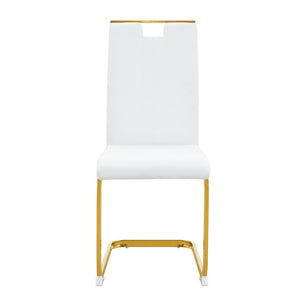 English Elm Modern Cantilever Gold Frame Pu Leather Dining Chairs Glam Set of Four W3875P372970