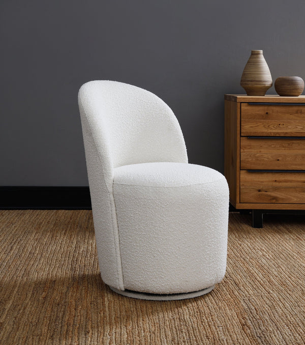 English Elm Hollis Beige Boucle Side Chair Set of 2 — 360° Swivel, Full Foam Comfort, Mid-Century Modern Chic B2726P408894