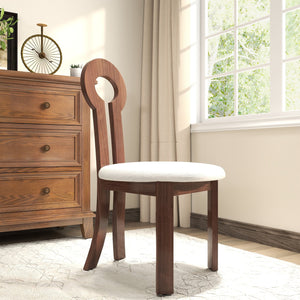 English Elm Vintage Rubber Solid Wood Dining Chair Set of 2 — Plush Berber Fleece Upholstery, Water & Stain Resistant, 280 lb Capacity Natural,White W1535P281510