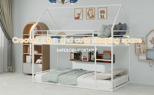 English Elm Metal Twin over Twin Bunk Bed Sturdy Heavy-Duty Frame with Silent Slats, 13" Guardrail & Ladder White W1935P330798