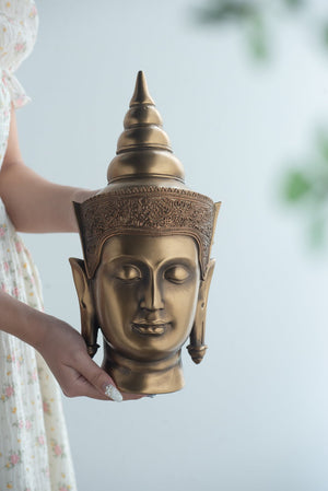 English Elm 6.3x7.5x14.2" Buddha Statue Head - Elegant Resin Home Accent, Zen Decor for Living Room & Hallway W2078P391151