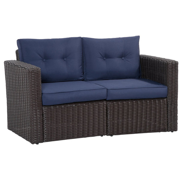 English Elm Outsunny 2-Piece Outdoor Wicker Corner Sofa Set With Cushions - Stylish Patio Furniture For Cozy Retreat W2225P217679-GIGA
