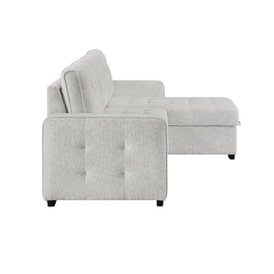 English Elm Gustavo Chalk Upholstered Sleeper Sectional with Storage Chaise and Usb Ports B201S00461