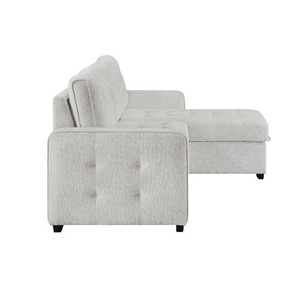 English Elm Gustavo Chalk Upholstered Sleeper Sectional with Storage Chaise and Usb Ports B201S00461