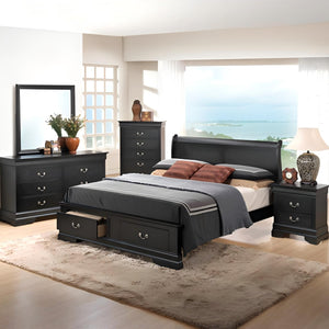 English Elm Elegant Black Full Storage Bed - Timeless Design, Ample Under-Bed Storage & Customizable Assembly Options B078S00348