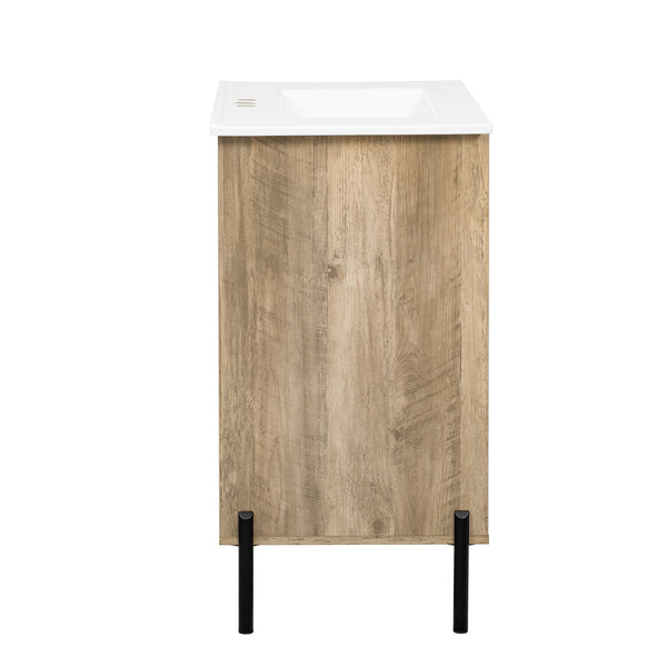 English Elm 30" Modern Wood Bathroom Vanity with Ceramic Sink, Soft-Close Door, Drawer Dividers & Open Shelf N710P247136P